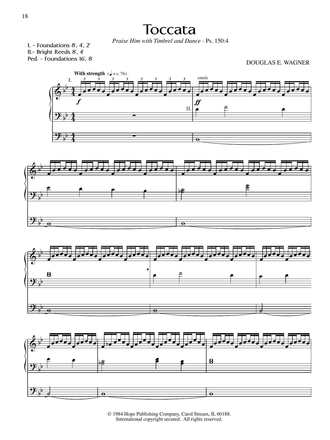 Download Douglas E. Wagner Toccata Sheet Music and learn how to play Organ PDF digital score in minutes