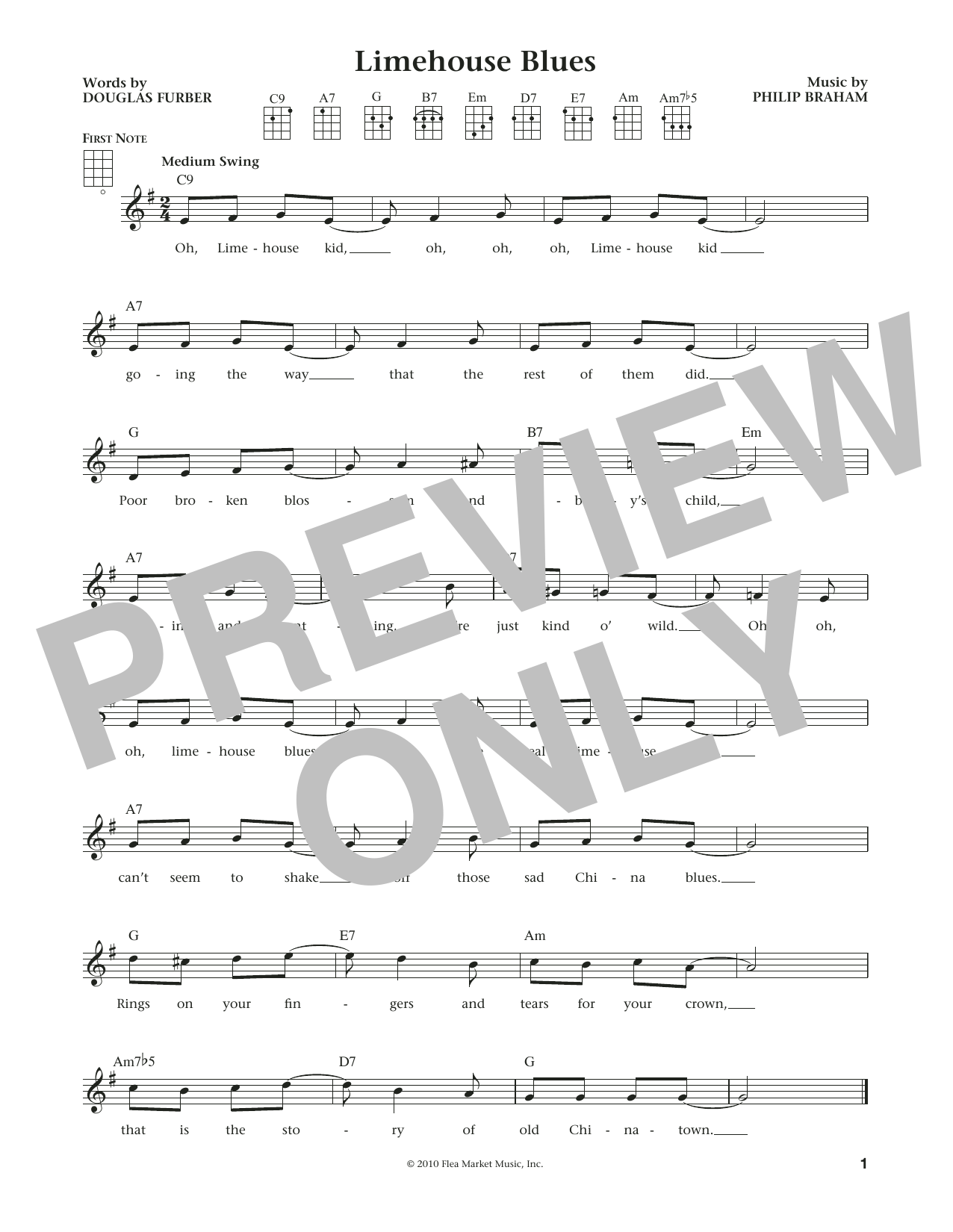 Download Douglas Furber Limehouse Blues Sheet Music and learn how to play Ukulele PDF digital score in minutes