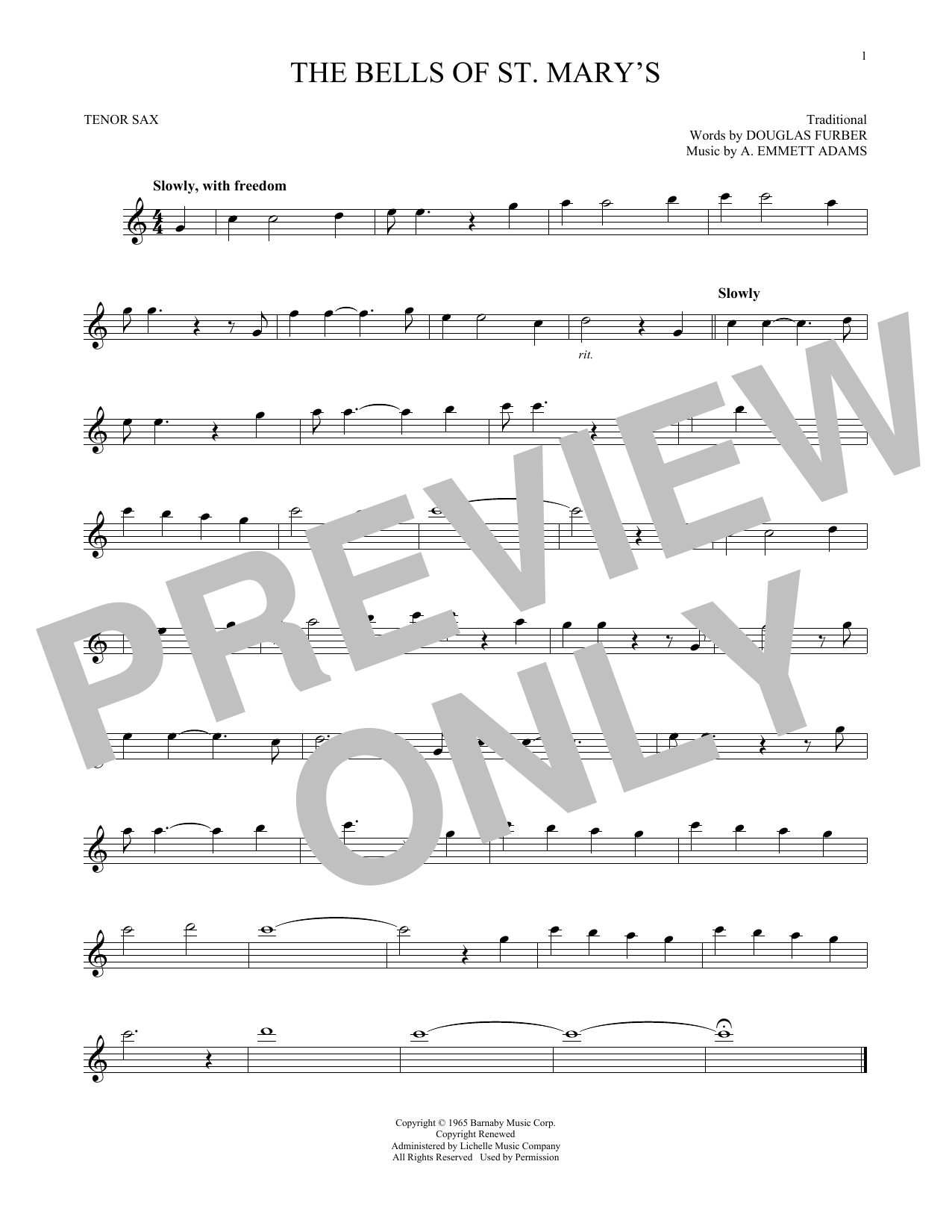 Download Douglas Furber The Bells Of St. Mary's Sheet Music and learn how to play Viola Solo PDF digital score in minutes