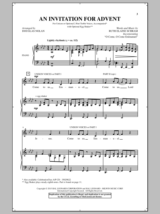Download Douglas Nolan An Invitation For Advent Sheet Music and learn how to play Choral PDF digital score in minutes