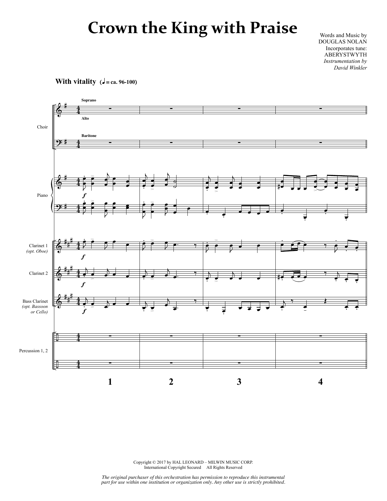 Download Douglas Nolan Crown the King with Praise - Full Score Sheet Music and learn how to play Choir Instrumental Pak PDF digital score in minutes