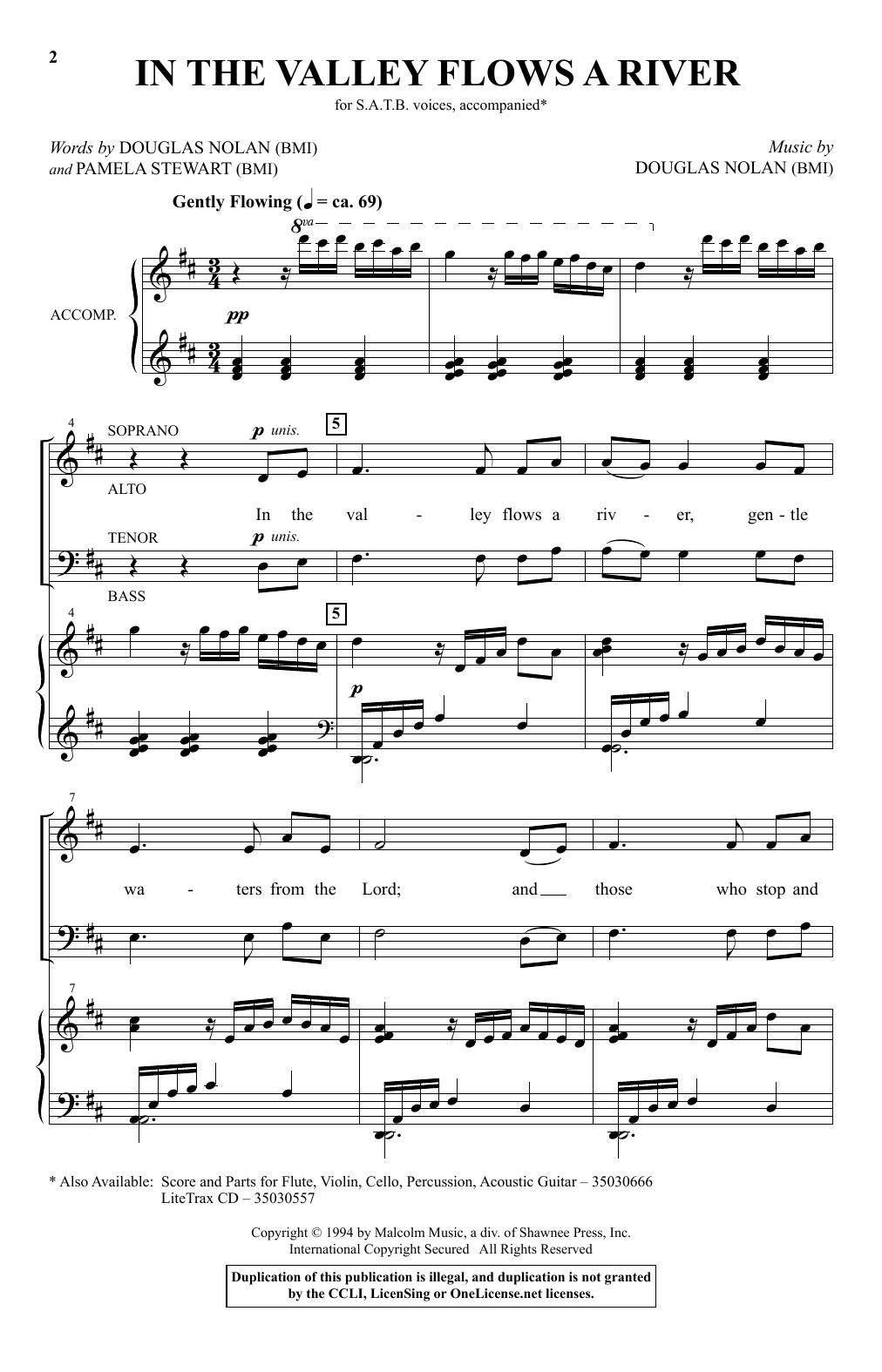 Download Douglas Nolan In The Valley Flows A River Sheet Music and learn how to play SATB PDF digital score in minutes