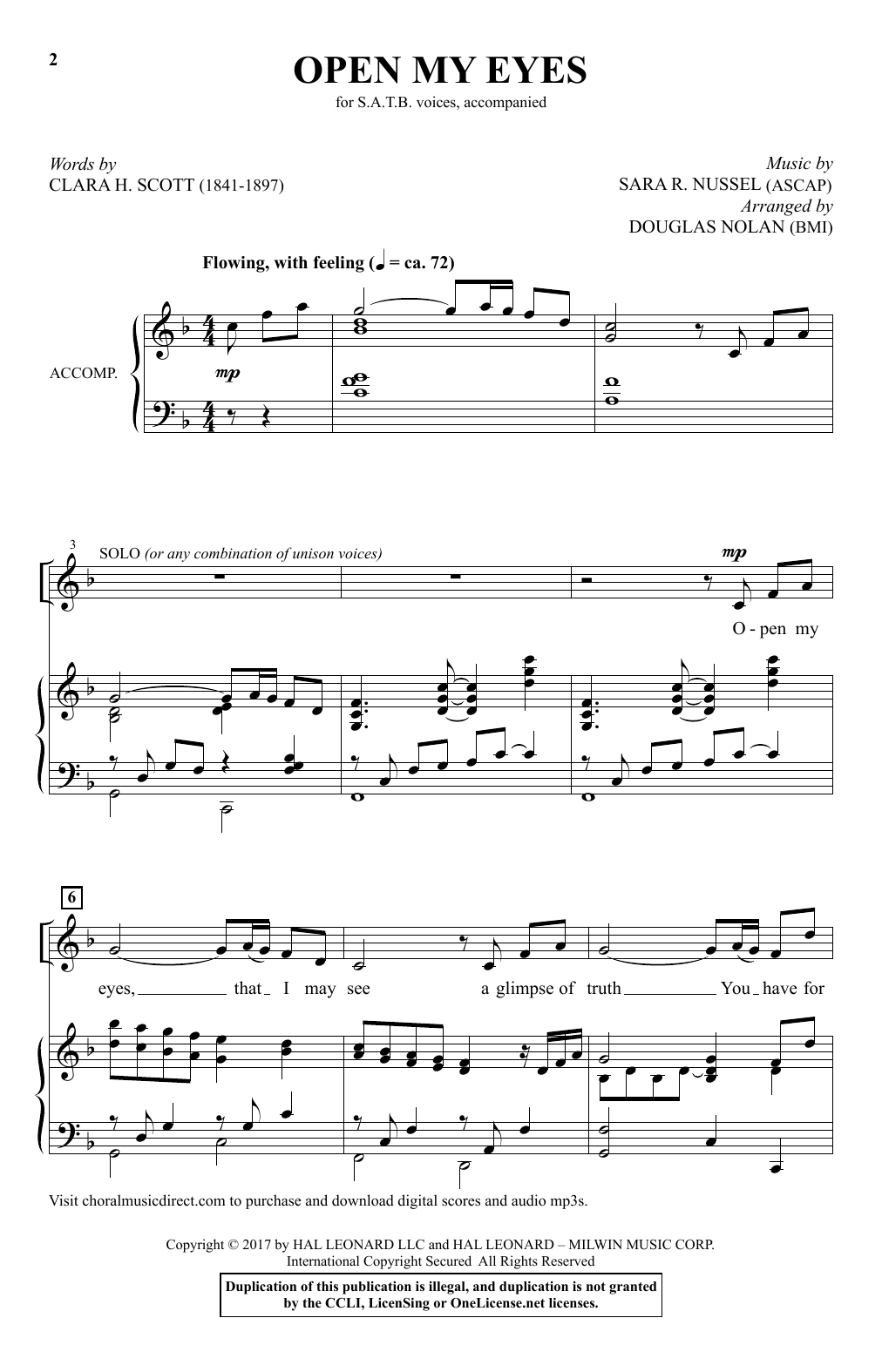 Download Douglas Nolan Open My Eyes Sheet Music and learn how to play SATB PDF digital score in minutes