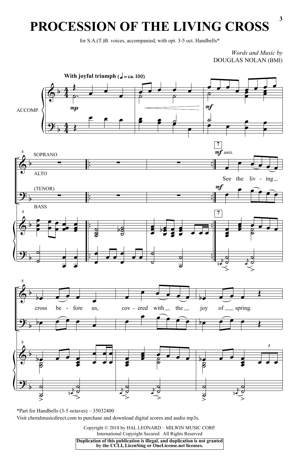 Download Douglas Nolan Procession Of The Living Cross Sheet Music and learn how to play SATB Choir PDF digital score in minutes