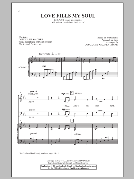 Download Douglas Wagner Love Fills My Soul Sheet Music and learn how to play SATB PDF digital score in minutes