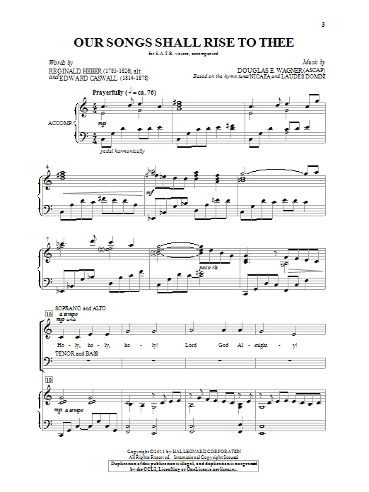 Download Douglas E. Wagner Our Songs Shall Rise To Thee Sheet Music and learn how to play SATB PDF digital score in minutes