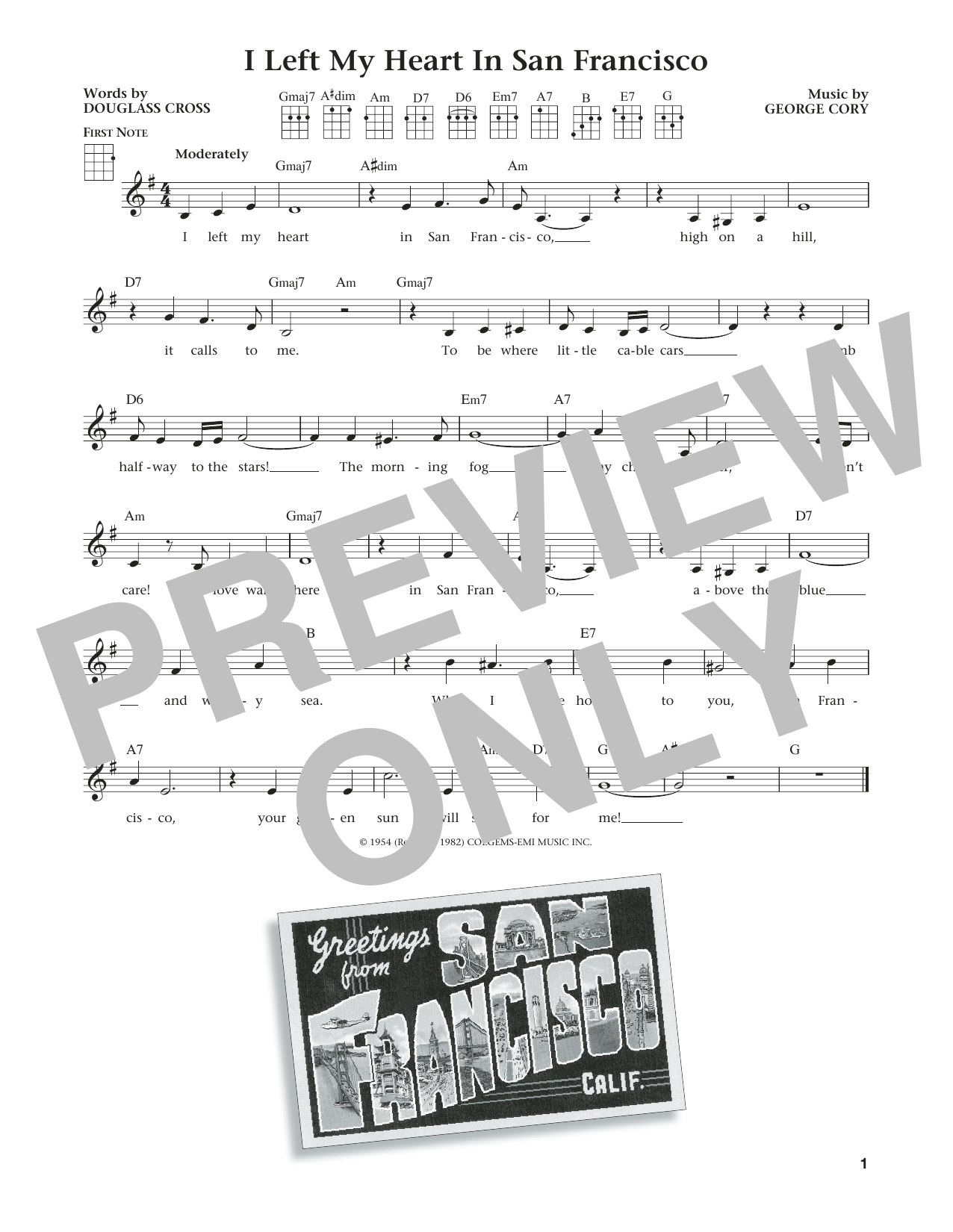 Download Douglass Cross I Left My Heart In San Francisco Sheet Music and learn how to play Ukulele PDF digital score in minutes