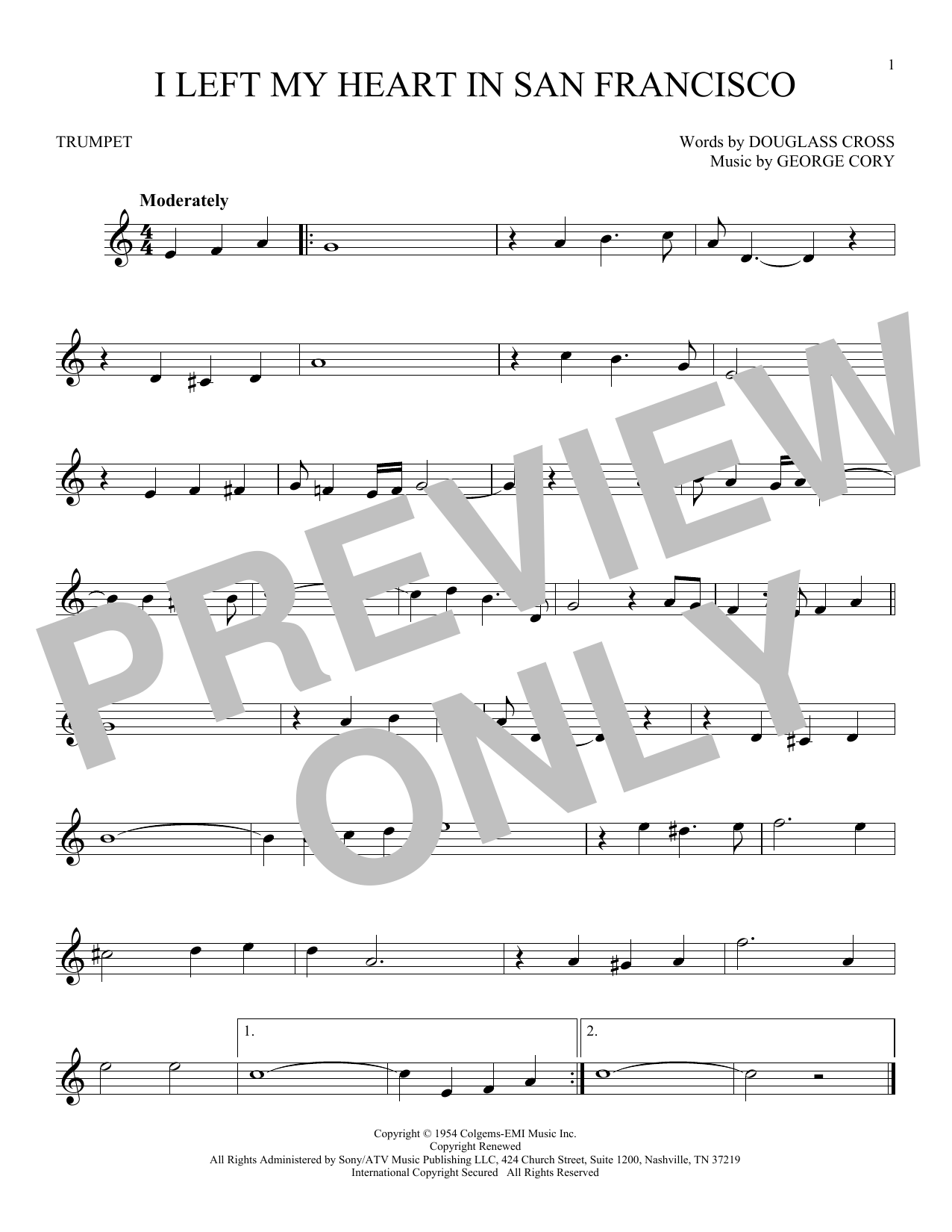 Download Douglass Cross I Left My Heart In San Francisco Sheet Music and learn how to play Alto Saxophone PDF digital score in minutes