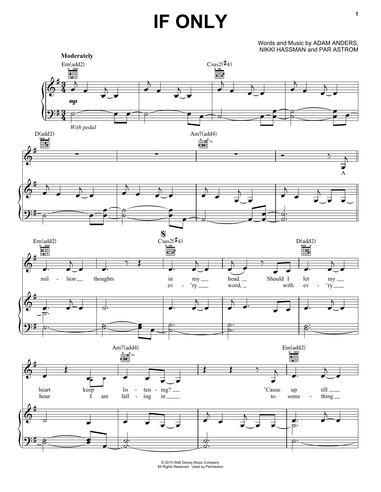 Download Dove Cameron If Only (from Disney's Descendants) Sheet Music and learn how to play Super Easy Piano PDF digital score in minutes
