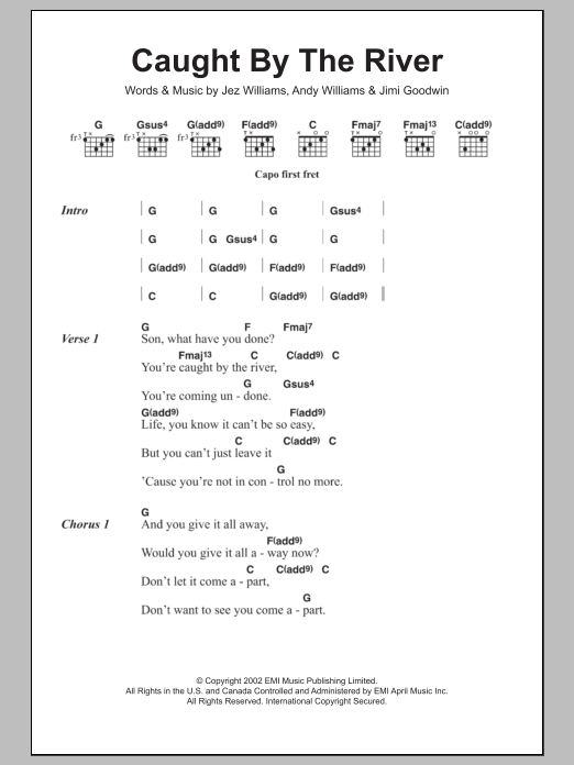 Download Doves Caught By The River Sheet Music and learn how to play Lyrics & Chords PDF digital score in minutes