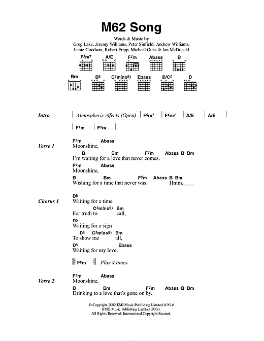 Download Doves M62 Song Sheet Music and learn how to play Lyrics & Chords PDF digital score in minutes