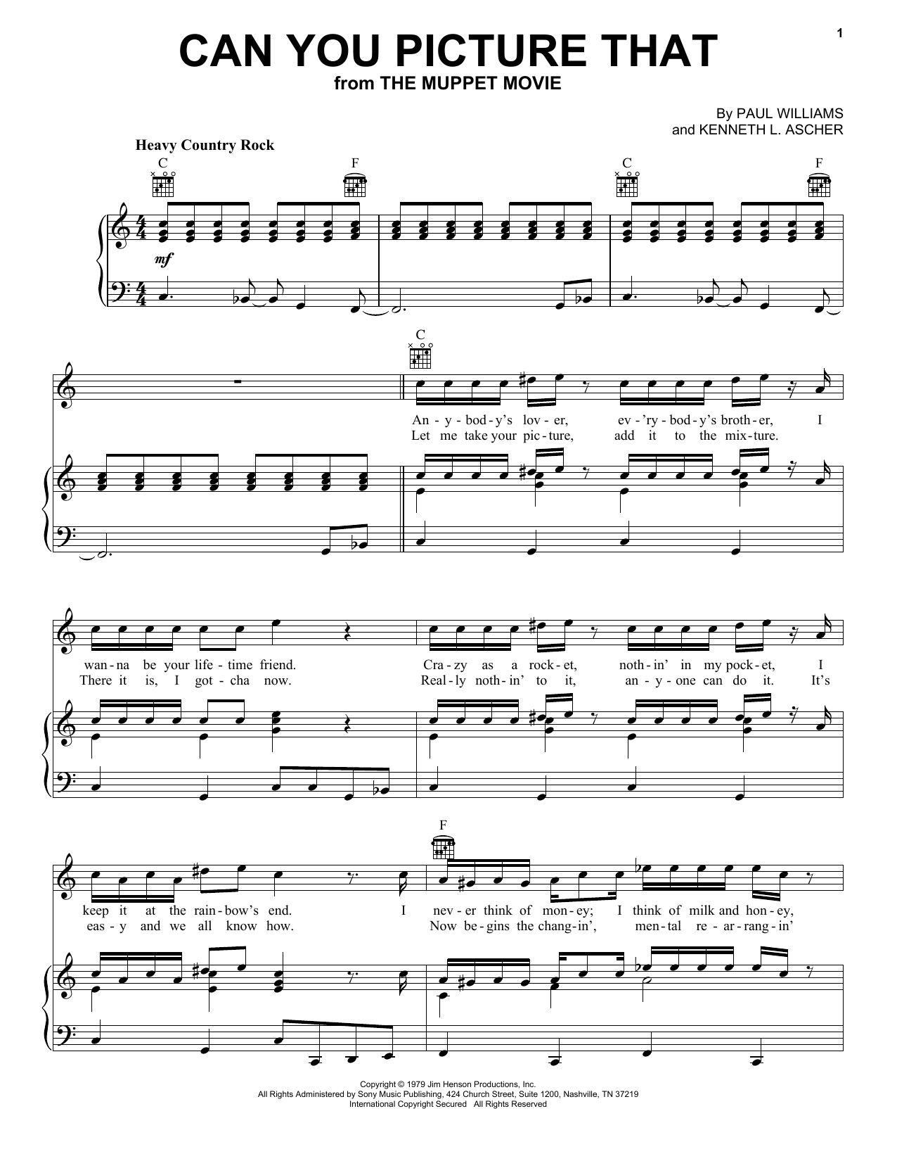 Download Dr. Teeth and The Electric Mayhem Can You Picture That (from The Muppet Movie) Sheet Music and learn how to play Piano, Vocal & Guitar Chords (Right-Hand Melody) PDF digital score in minutes