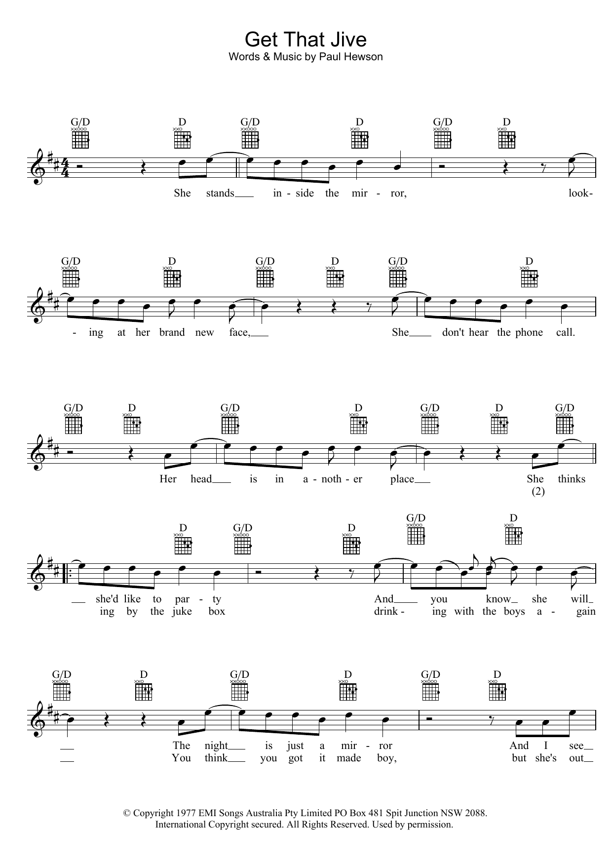 Download Dragon Get That Jive Sheet Music and learn how to play Melody Line, Lyrics & Chords PDF digital score in minutes