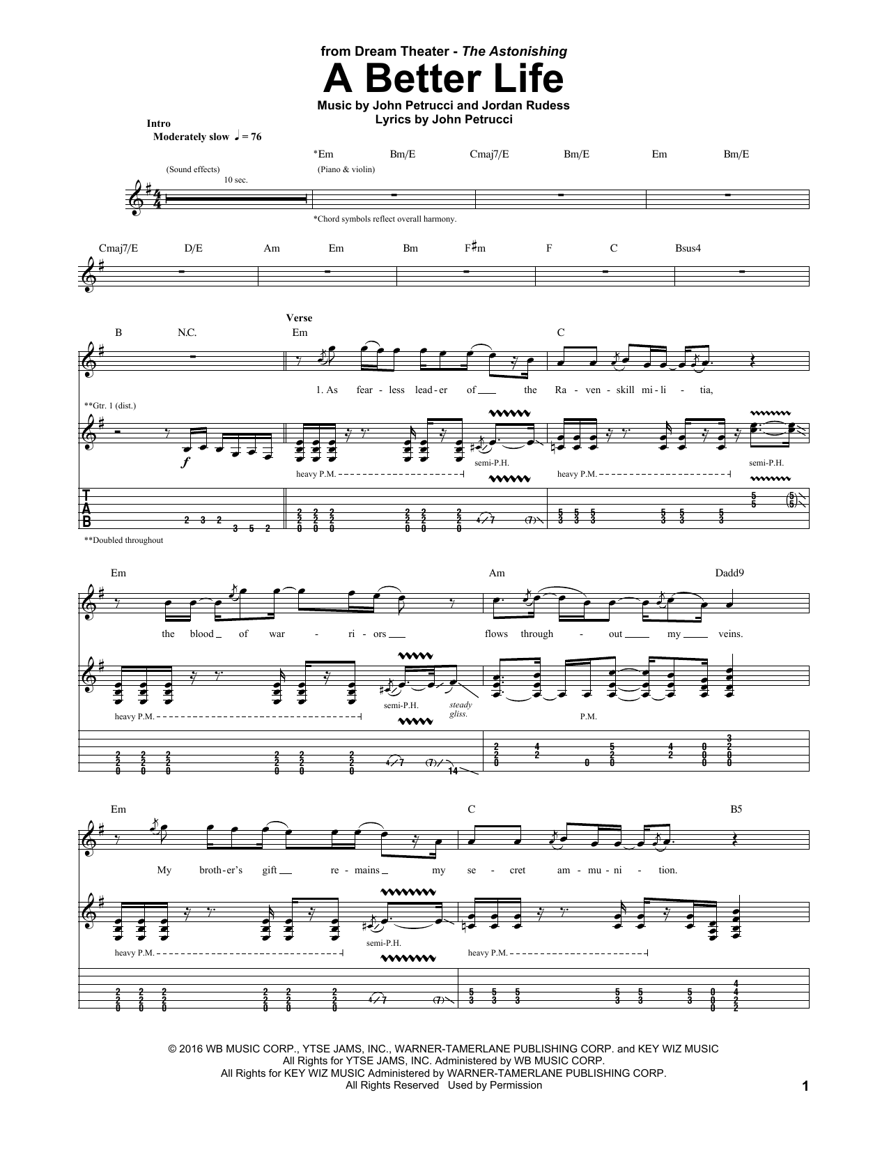 Download Dream Theater A Better Life Sheet Music and learn how to play Guitar Tab PDF digital score in minutes