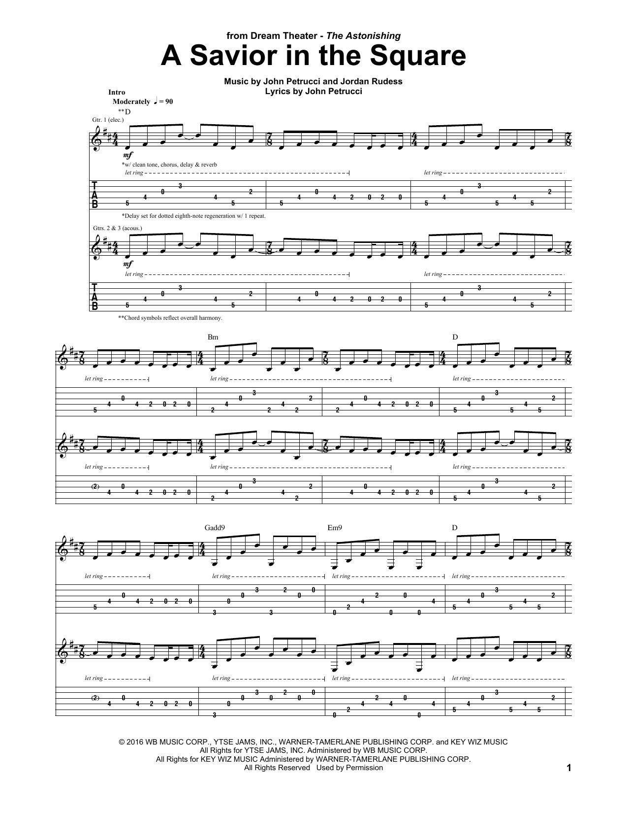 Download Dream Theater A Savior In The Square Sheet Music and learn how to play Guitar Tab PDF digital score in minutes