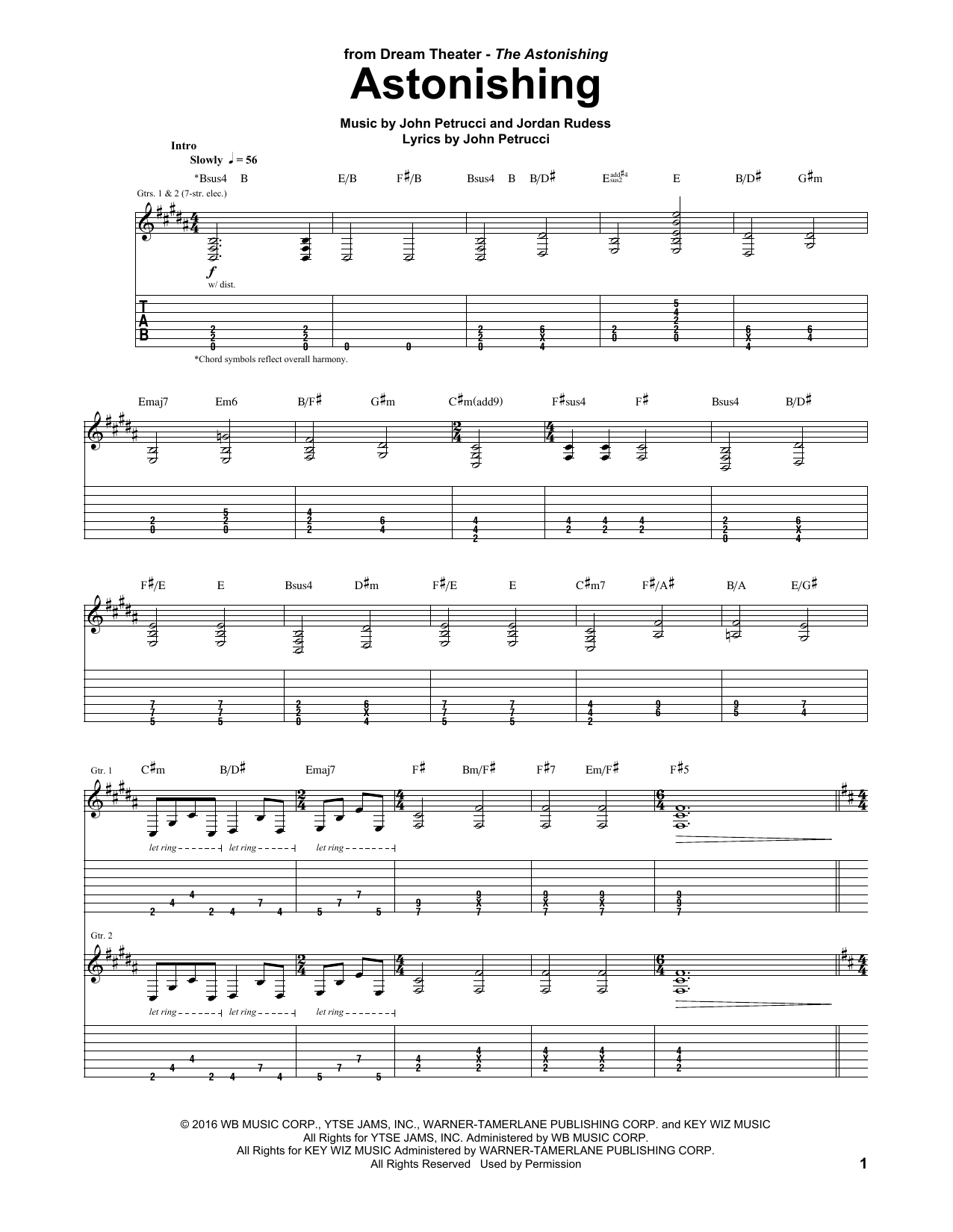 Download Dream Theater Astonishing Sheet Music and learn how to play Guitar Tab PDF digital score in minutes