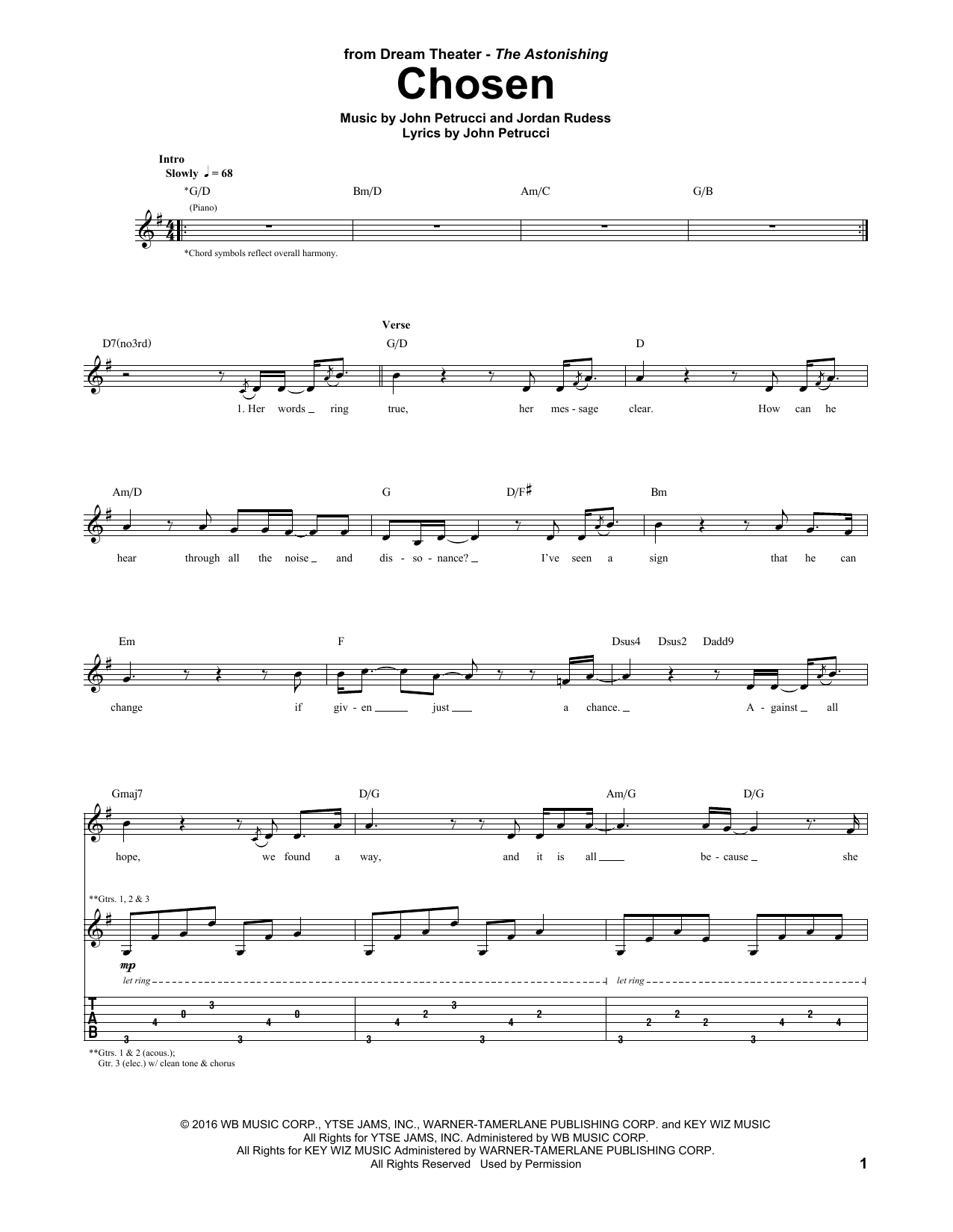 Download Dream Theater Chosen Sheet Music and learn how to play Guitar Tab PDF digital score in minutes