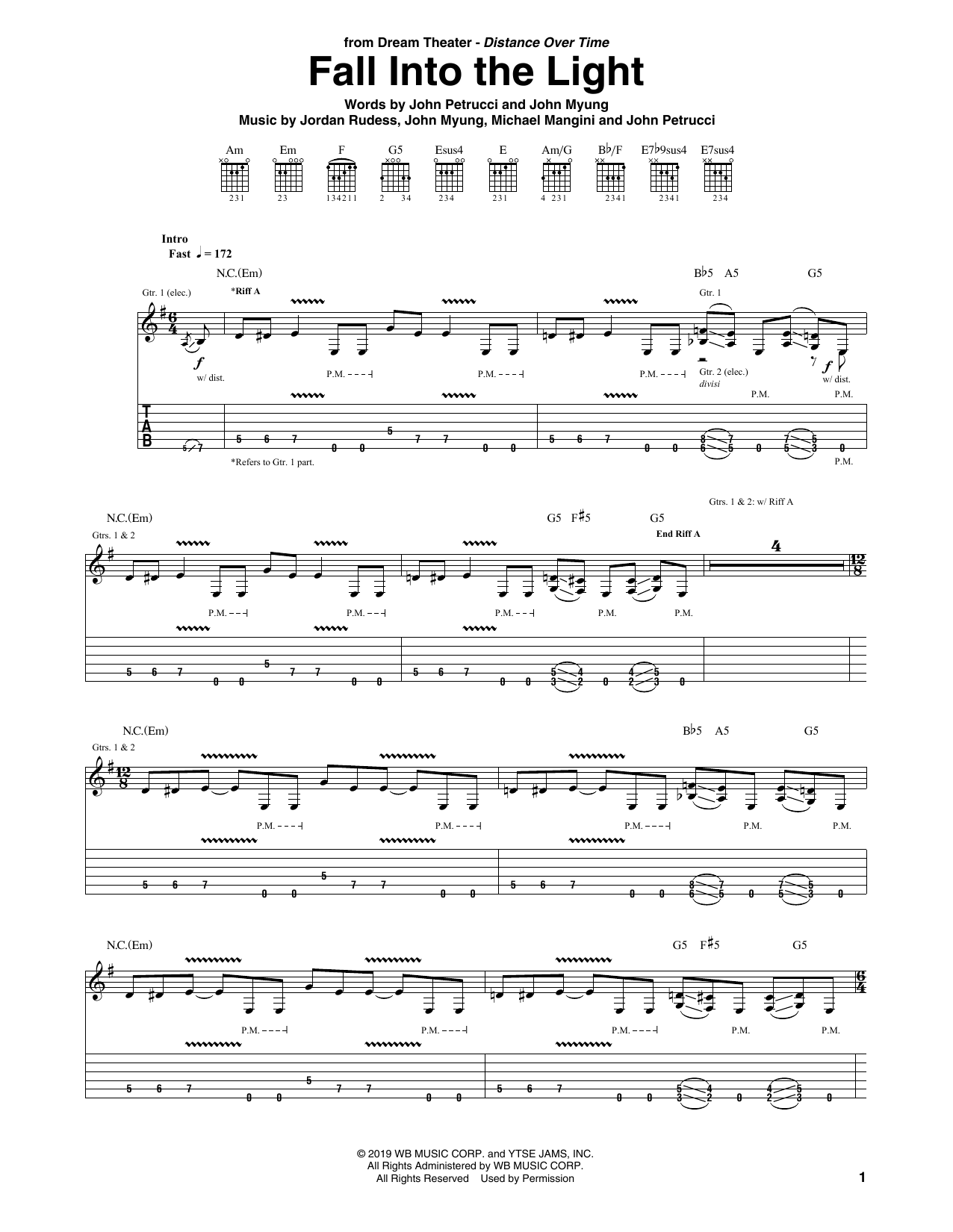Download Dream Theater Fall Into The Light Sheet Music and learn how to play Guitar Tab PDF digital score in minutes