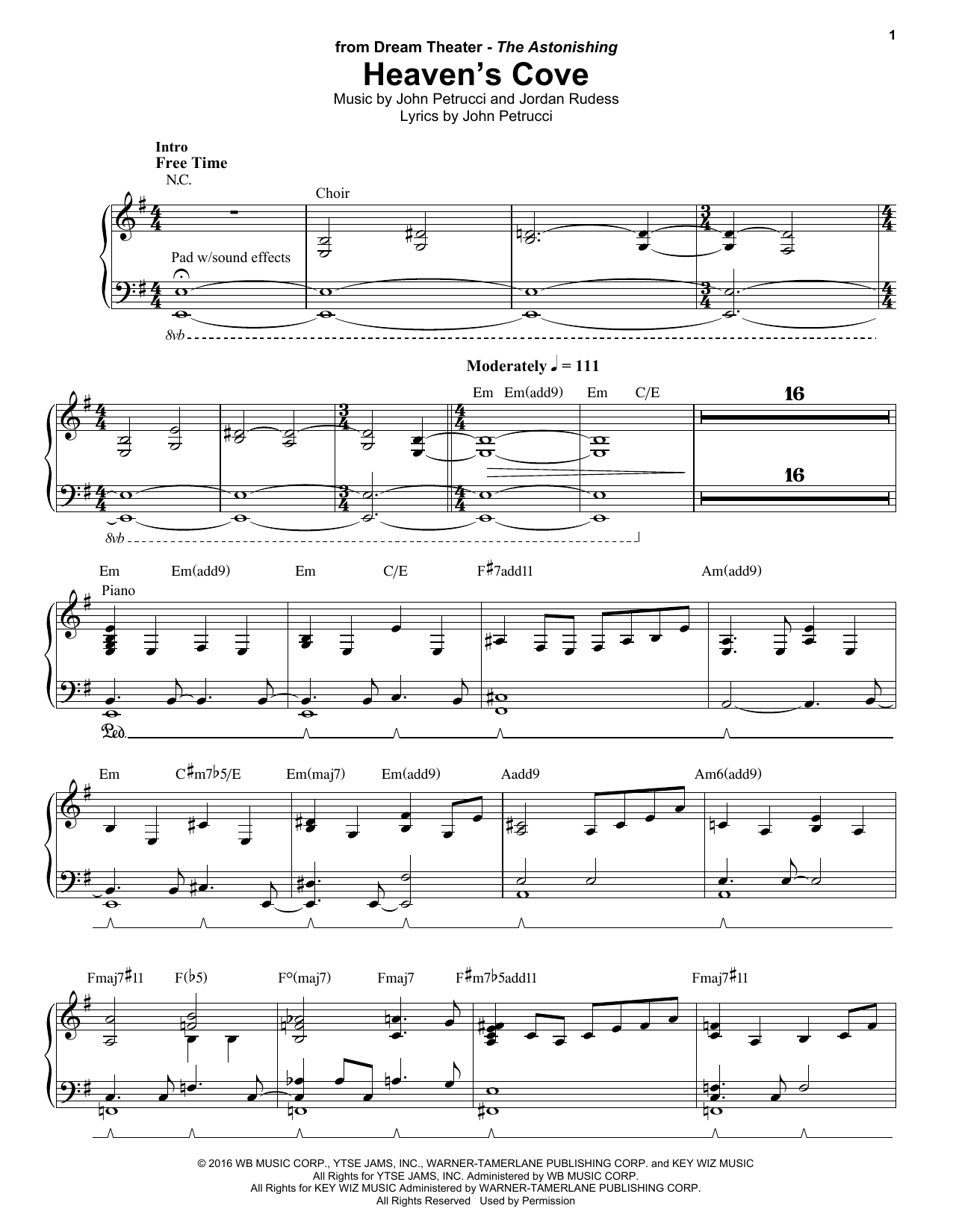 Download Dream Theater Heaven's Cove Sheet Music and learn how to play Keyboard Transcription PDF digital score in minutes