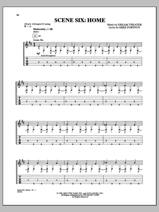 Download Dream Theater Home Sheet Music and learn how to play Guitar Tab PDF digital score in minutes