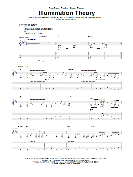 Download Dream Theater Illumination Theory Sheet Music and learn how to play Guitar Tab PDF digital score in minutes