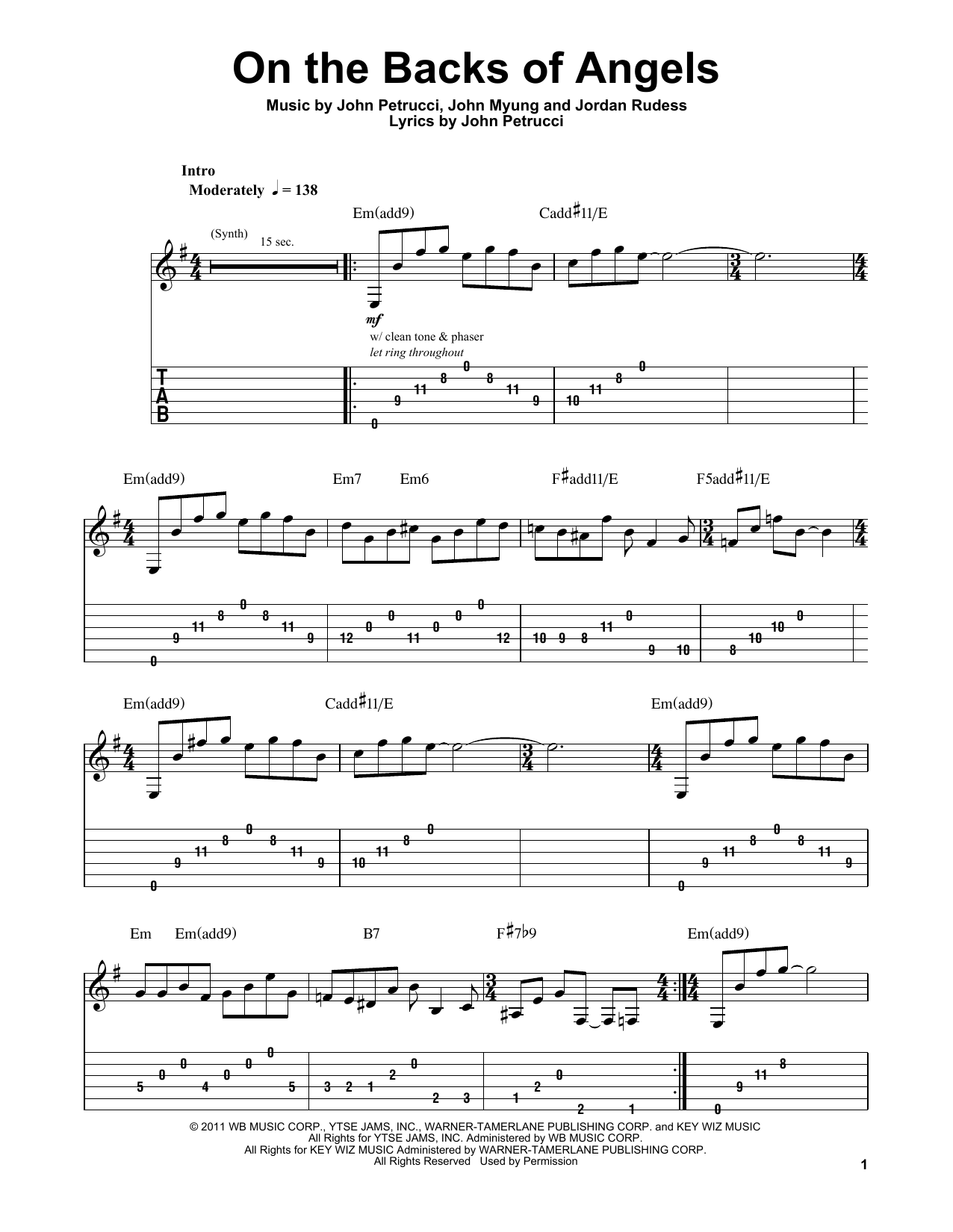 Download Dream Theater On The Backs Of Angels Sheet Music and learn how to play Guitar Tab PDF digital score in minutes