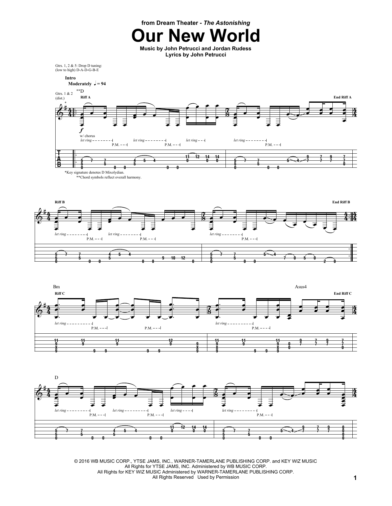 Download Dream Theater Our New World Sheet Music and learn how to play Guitar Tab PDF digital score in minutes