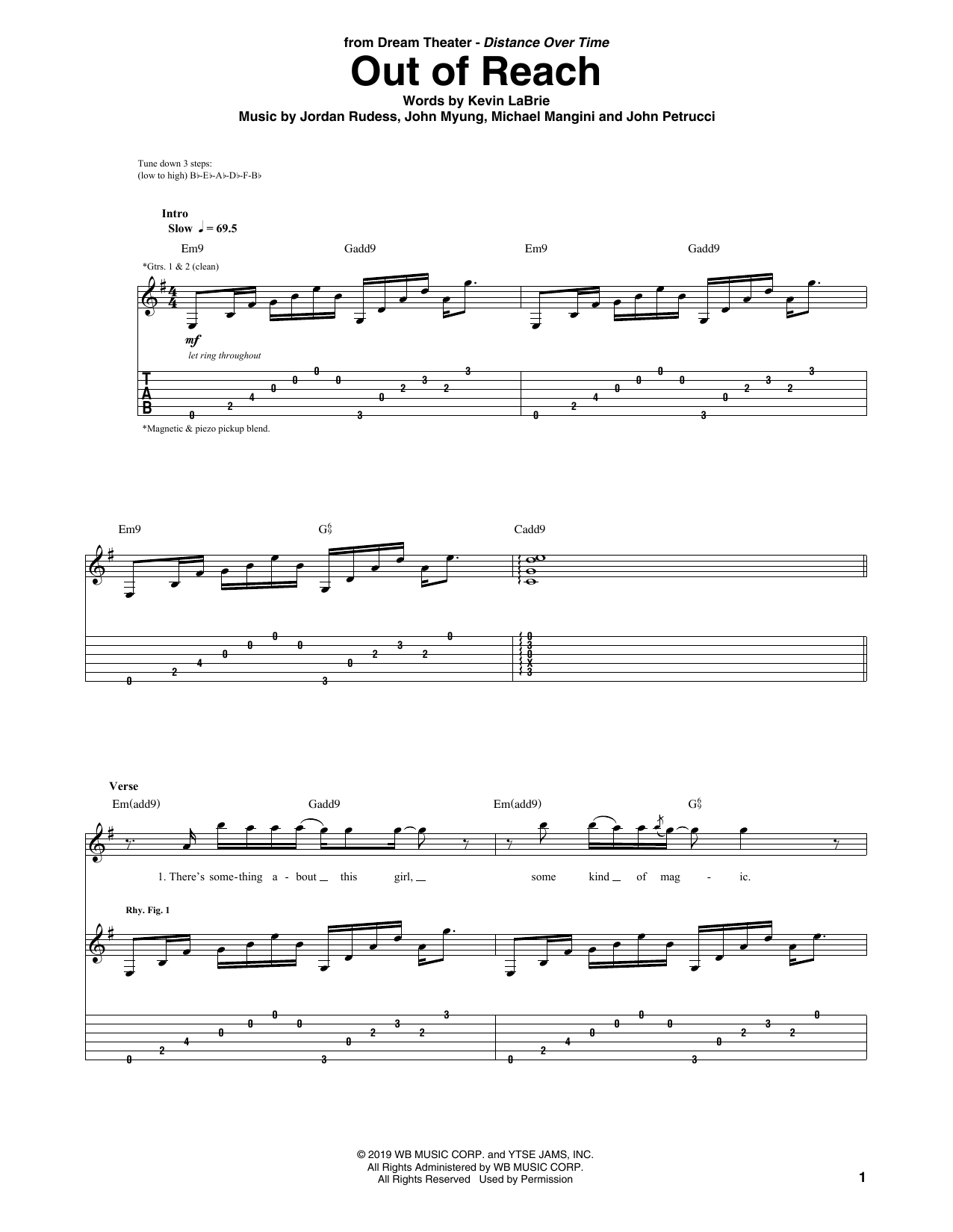 Download Dream Theater Out Of Reach Sheet Music and learn how to play Guitar Tab PDF digital score in minutes