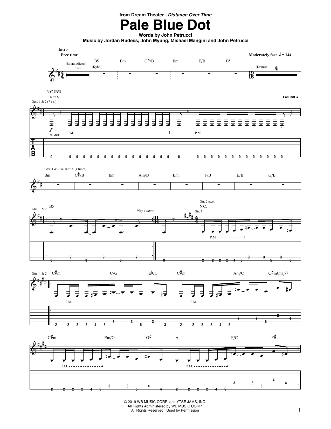 Download Dream Theater Pale Blue Dot Sheet Music and learn how to play Guitar Tab PDF digital score in minutes