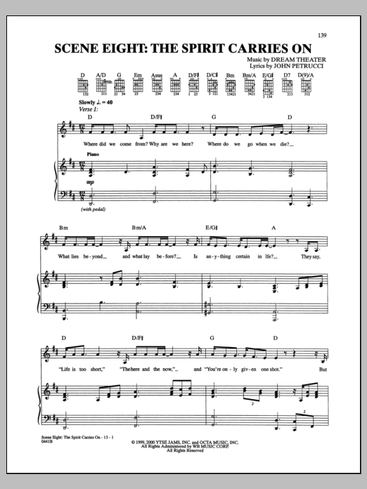 Download Dream Theater Scene Eight: The Spirit Carries On Sheet Music and learn how to play Guitar Tab PDF digital score in minutes
