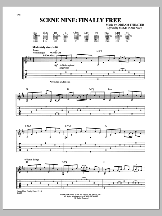 Download Dream Theater Scene Nine: Finally Free Sheet Music and learn how to play Guitar Tab PDF digital score in minutes