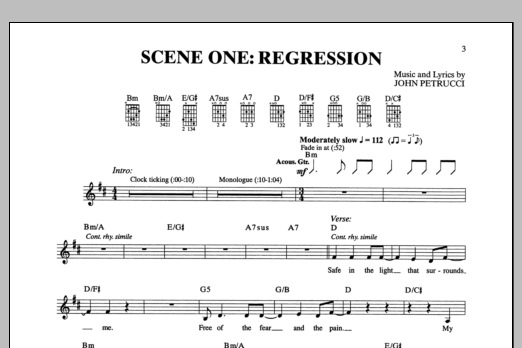 Download Dream Theater Scene One: Regression Sheet Music and learn how to play Guitar Tab PDF digital score in minutes