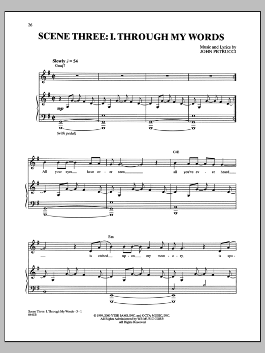 Download Dream Theater Scene Three: I. Through My Words Sheet Music and learn how to play Guitar Tab PDF digital score in minutes