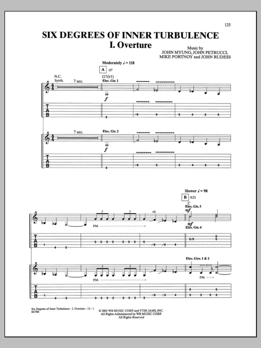 Download Dream Theater Six Degrees Of Inner Turbulence: I. Overture Sheet Music and learn how to play Drums Transcription PDF digital score in minutes