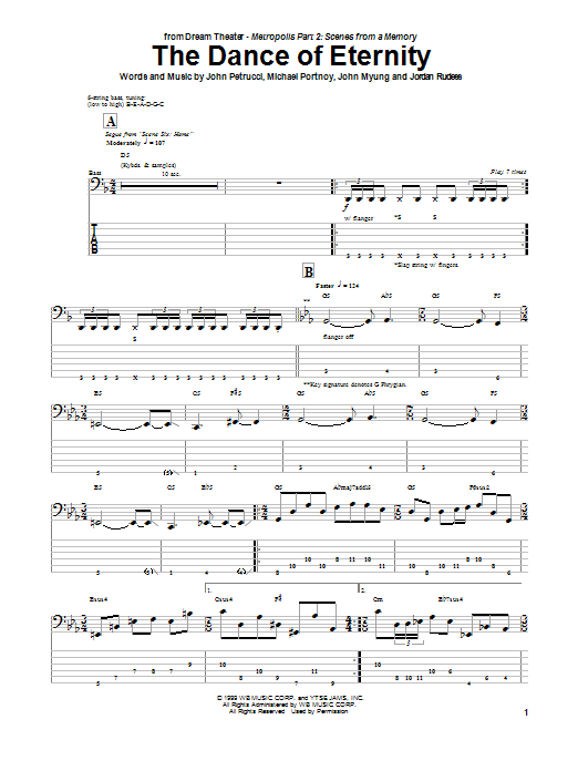 Download Dream Theater The Dance Of Eternity Sheet Music and learn how to play Bass Guitar Tab PDF digital score in minutes