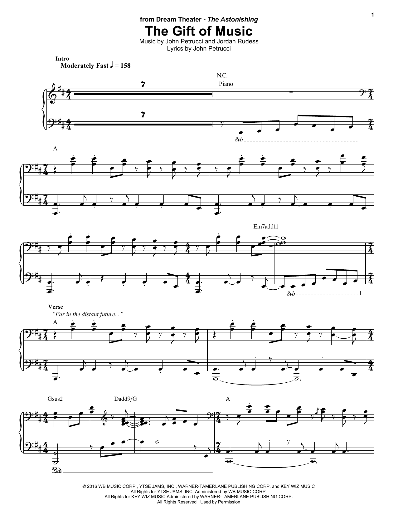 Download Dream Theater The Gift Of Music Sheet Music and learn how to play Keyboard Transcription PDF digital score in minutes