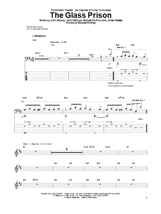 Download Dream Theater The Glass Prison Sheet Music and learn how to play Bass Guitar Tab PDF digital score in minutes
