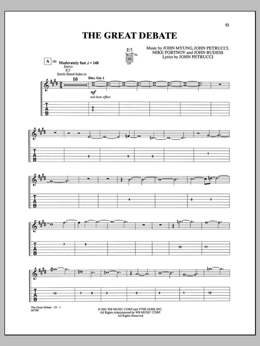 Download Dream Theater The Great Debate Sheet Music and learn how to play Guitar Tab PDF digital score in minutes