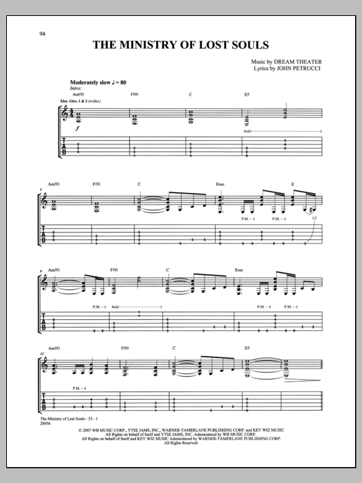 Download Dream Theater The Ministry Of Lost Souls Sheet Music and learn how to play Guitar Tab PDF digital score in minutes