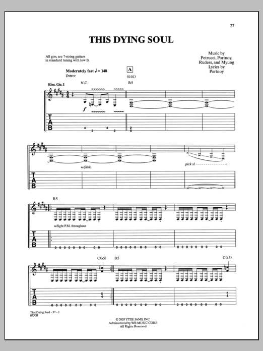 Download Dream Theater This Dying Soul Sheet Music and learn how to play Guitar Tab PDF digital score in minutes
