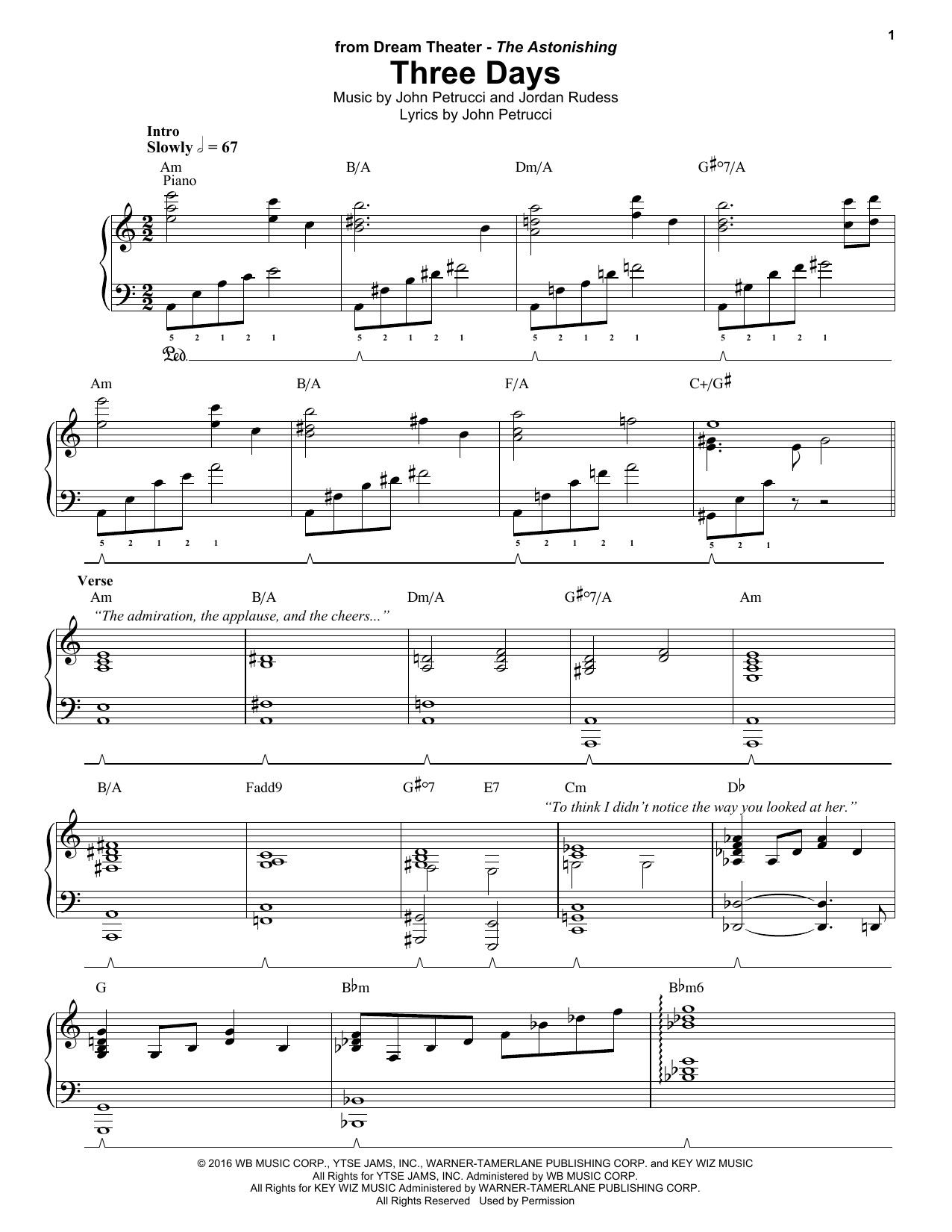 Download Dream Theater Three Days Sheet Music and learn how to play Keyboard Transcription PDF digital score in minutes