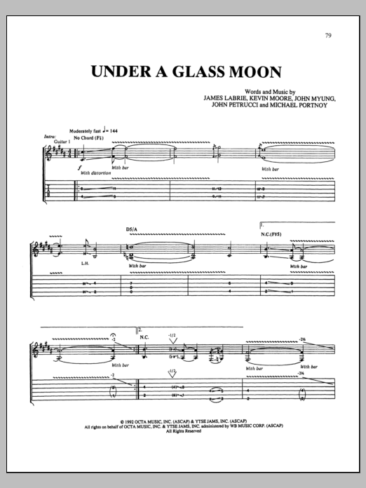 Download Dream Theater Under A Glass Moon Sheet Music and learn how to play Bass Guitar Tab PDF digital score in minutes