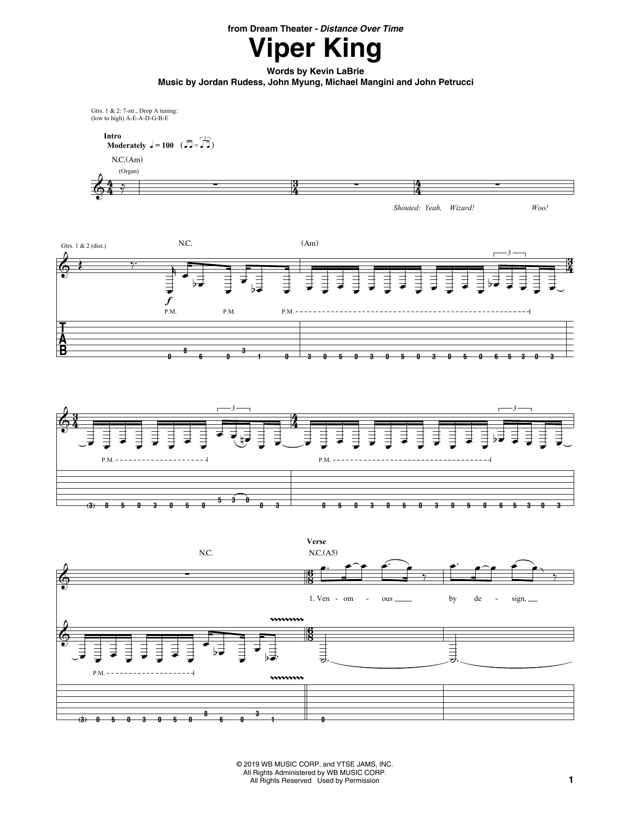 Download Dream Theater Viper King Sheet Music and learn how to play Guitar Tab PDF digital score in minutes