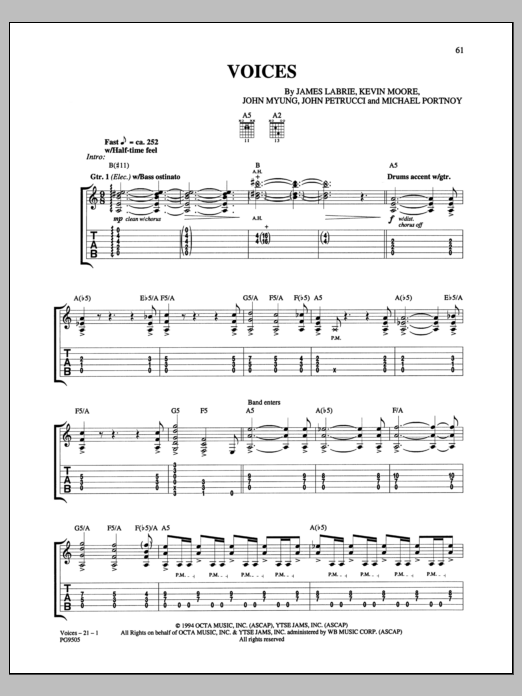Download Dream Theater Voices Sheet Music and learn how to play Guitar Tab PDF digital score in minutes
