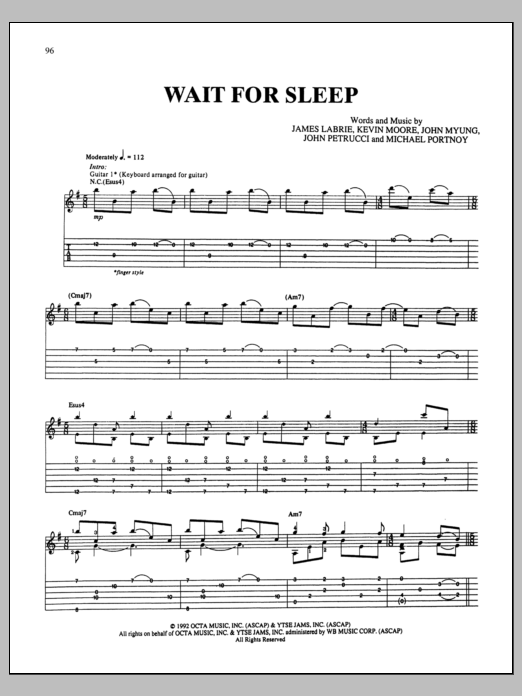 Download Dream Theater Wait For Sleep Sheet Music and learn how to play Guitar Tab PDF digital score in minutes