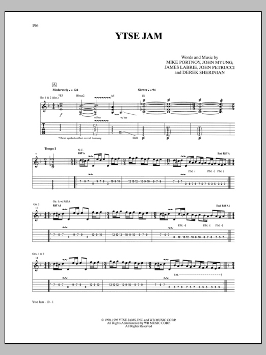 Download Dream Theater YTSE Jam Sheet Music and learn how to play Guitar Tab PDF digital score in minutes