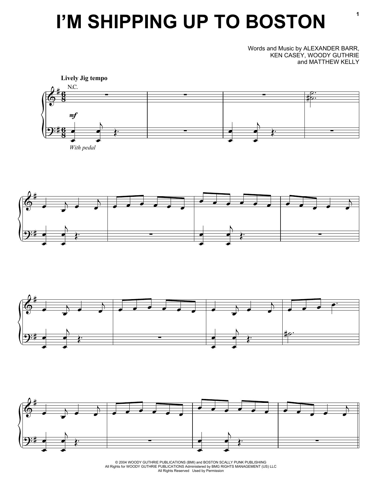 Download Dropkick Murphys I'm Shipping Up To Boston Sheet Music and learn how to play Piano, Vocal & Guitar (Right-Hand Melody) PDF digital score in minutes