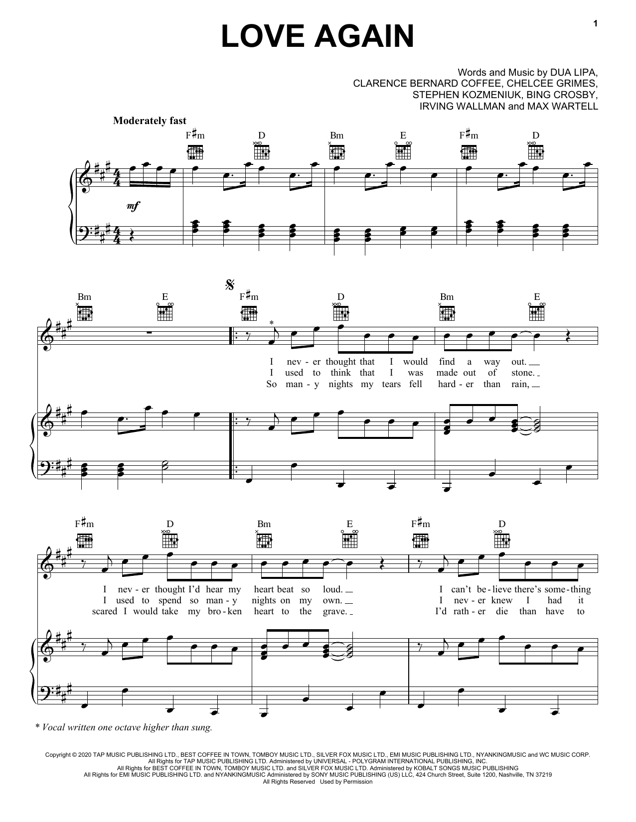 Download Dua Lipa Love Again Sheet Music and learn how to play Ukulele PDF digital score in minutes