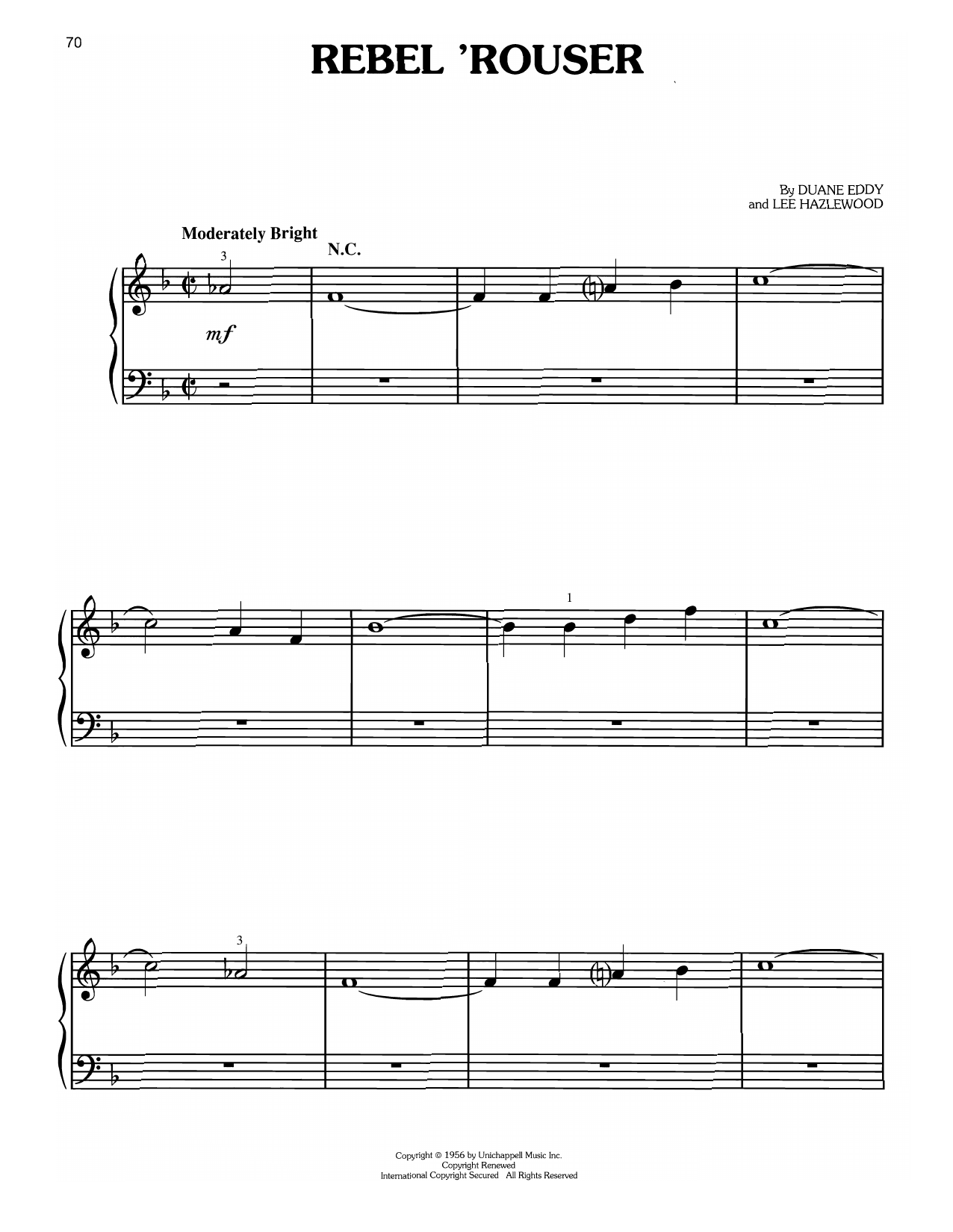 Download Duane Eddy Rebel 'Rouser (from Forrest Gump) Sheet Music and learn how to play Easy Piano PDF digital score in minutes