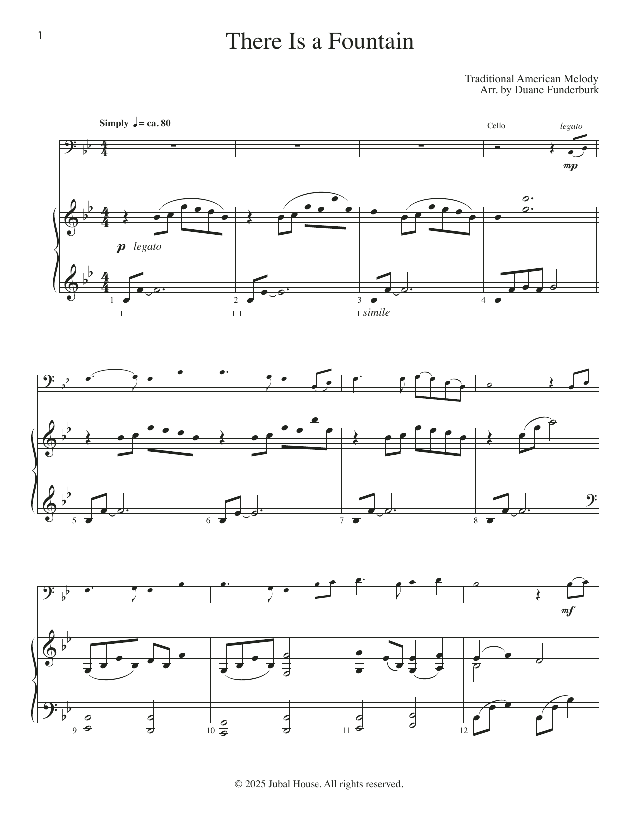 Download Duane Funderburk There Is a Fountain Sheet Music and learn how to play Cello and Piano PDF digital score in minutes